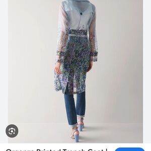 White House Black Market Sheer Floral Trench Coat